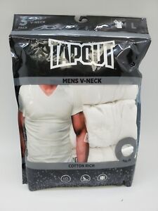 TAPOUT Men's Large & 2XLarge 3 Pack V-Neck T-Shirt Tagless Cotton Classic White