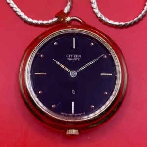 Citizen Vintage Pocket Watch Quartz Open Face 30mm Japan Chain 8520-856687-Y - Picture 1 of 6