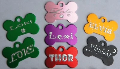 PARADISE PETS FUNKY ENGRAVED DESIGNER DOG TAGS 30MM IDEAL FOR SMALL/TOY BREEDS & PUPPIES