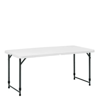 Mesa de plástico plegable de altura ajustable de 4 pies, fácil de plegar, interior exterior Foto 1 de 4