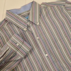 J.McLaughlin Men's Size M Colorful Stripe Long Sleeve Button Down Modern Fit - Picture 1 of 8