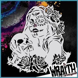 Day of the Dead Pinup #2 - Reusable Airbrush Stencil Template - Picture 1 of 4