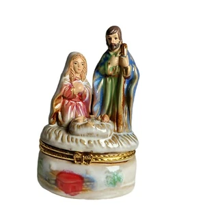 Religious Greenbriar Nativity Mary Joseph Baby Jesus Trinket Box Bureau Table - Picture 1 of 4