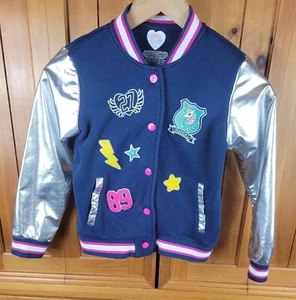 Garanimals Girls Jacket 365 Kids Size 7-Blue/Pink/Silver Letterman Style Patched - Picture 1 of 10