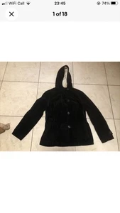 Ladies Rare Lightly Padded Black Next Velvet Heavy Jacket, Sz: 12 + Scarfs 🧣 - Picture 1 of 11