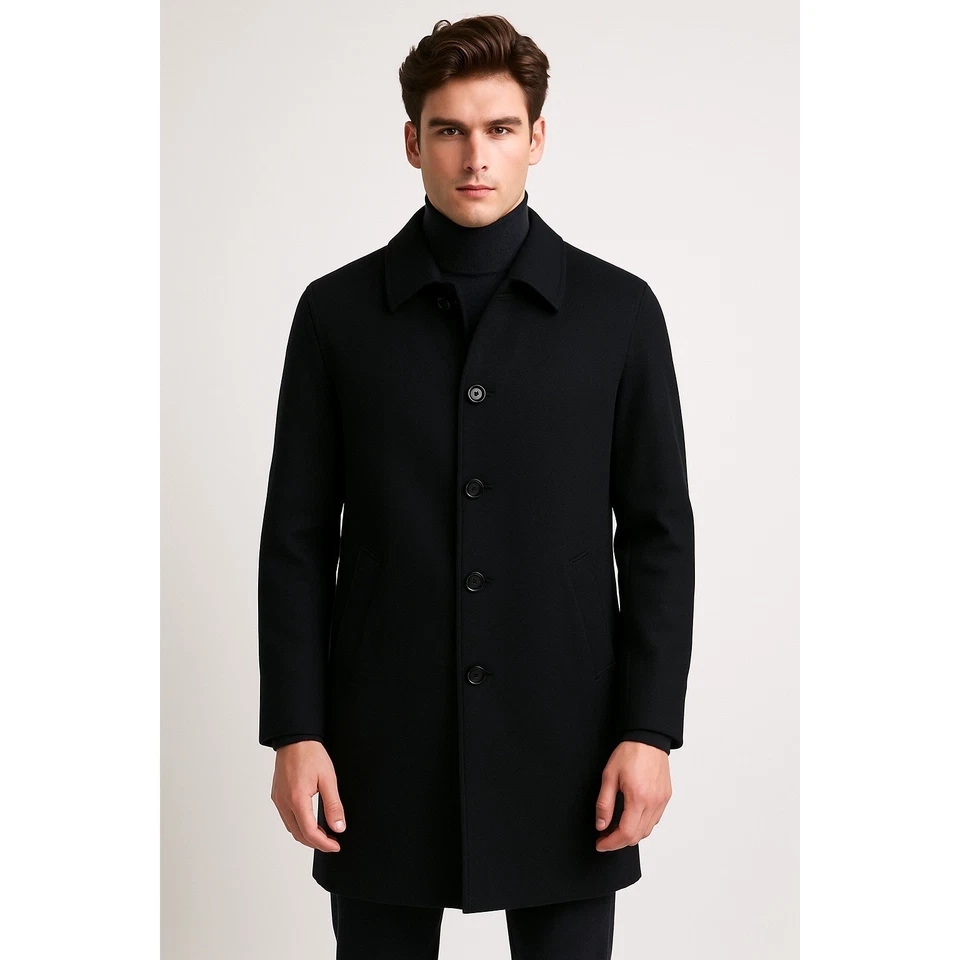 Abrigo John W Nordstrom Para Hombres 42R Negro Lana Loro Piana Abrigo Clásico atemporal Foto 1 de 4