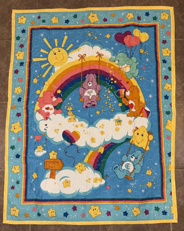 Manta de bebé vintage The Care Bears edredón arco iris 32x43 pulgadas Foto 1 de 2