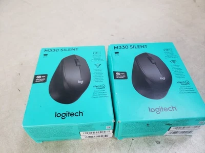 x2 - Logitech M330 SILENT Wireless Optical Mouse with USB Nano Receiver - Black - Image 1 of 4