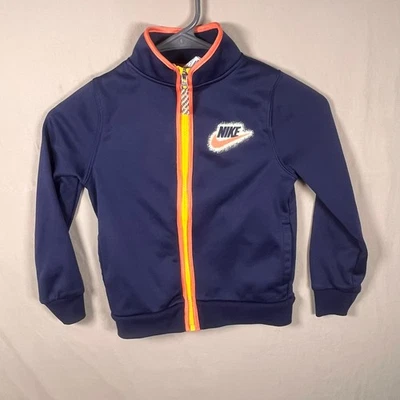 Nike Niños Chaqueta de Pista Azul Marino Cremallera Pequeña Naranja/Amarillo Atlética Cremallera Completa Foto 1 de 4