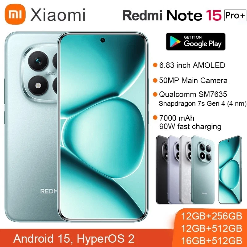 Xiaomi Redmi Note 15 Pro+ Plus 5G Mobile 6.83" English Only for Global, NFC OTA - Image 1 of 4