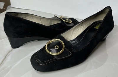 Coach Margaret Suede Leather Wedges Mid Heel 2” Pump Shoe 9.5 D Italy - Image 1 of 4