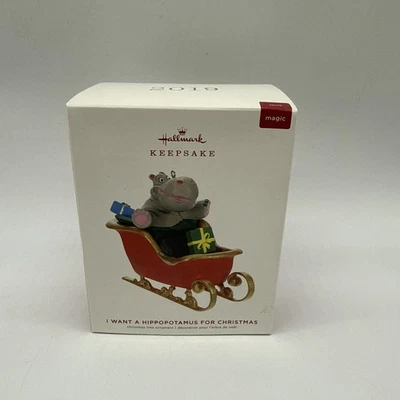 2019 "Quiero un hipopótamo para Navidad" Hippo Hallmark adorno de recuerdo Foto 1 de 4