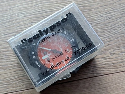 Vintage U.S. Divers Aqua Lung Calypso Orange Gauge w/Bezel,Box,Paper FOR PARTS - Image 1 of 4