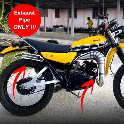 Tubo de escape de enduro plateado acero inoxidable para Yamaha DT125 DT Foto 1 de 3