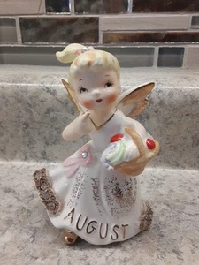 1957 Lefton August Engel Figur mit Korb & Strass 4,5" - Bild 1 von 12