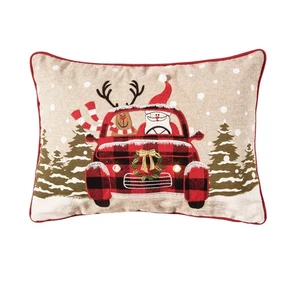 Road Trip Friends Christmas LED Light-Up Throw Pillow, 18" x 18" - Picture 1 of 4