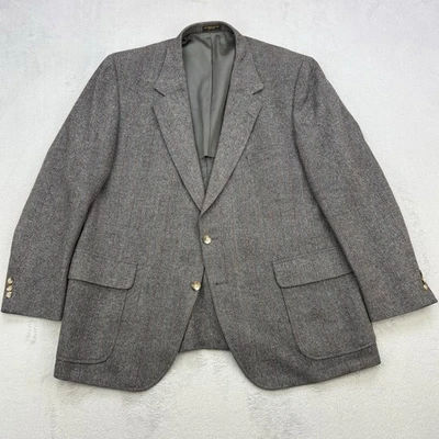 Tweed Blazer Mens 48R Gray 100% Pure Wool Striped Suit Sport Coat Jacket Dress - Image 1 of 4