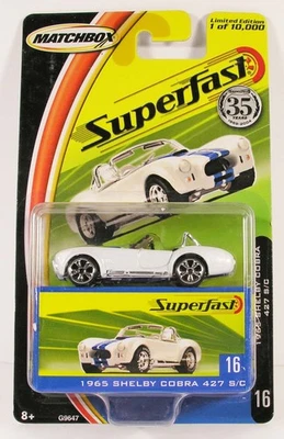 MINT 1965 SHELBY AC COBRA 427 S/C SEALED W BOX ON CARD 16 MATCHBOX SUPERFAST 35 - Image 1 of 2