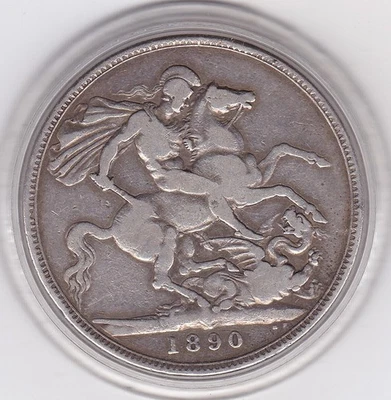 1890  Silver  (92.5%)  Queen  Victoria   Large  Crown  Coin - Image 1 of 2