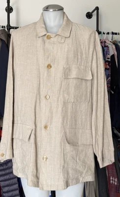 Canali Safari Travel Linen Canvas Jacket Coat 44 R (54 EU) - Image 1 of 4