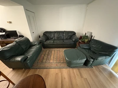 3-piece Premium Leather Sofa, Love Seat, and Single Chair with Ottoman - Image 1 of 4