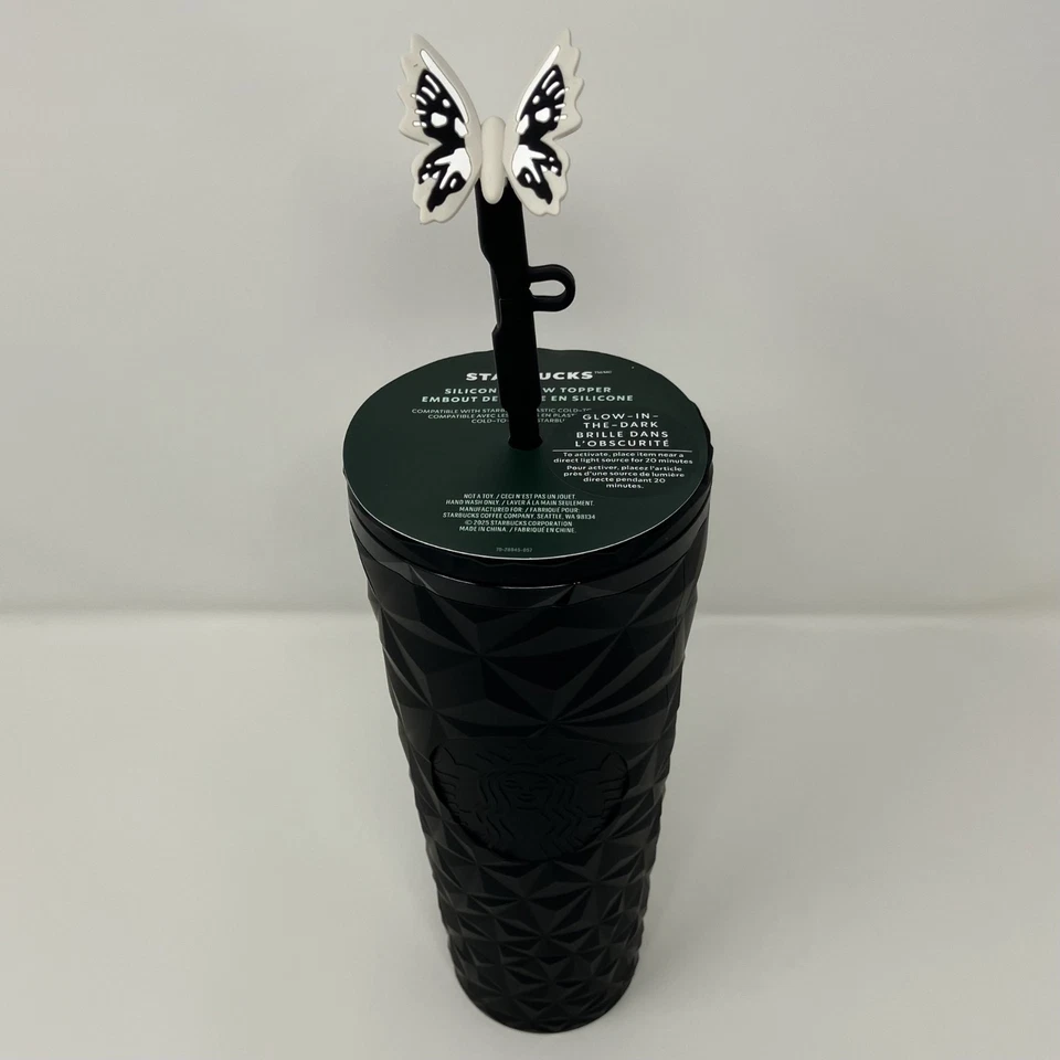 2025 星巴克万圣节黑色蝴蝶 Prizm 夜光 24 盎司不倒翁 全新 — 第 1/4 张图片