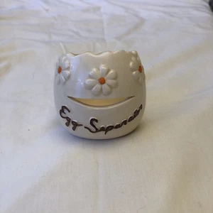 Vintage Lugene's Egg Separator Ceramic Cream with Orange Center Flowers E15 - Picture 1 of 4