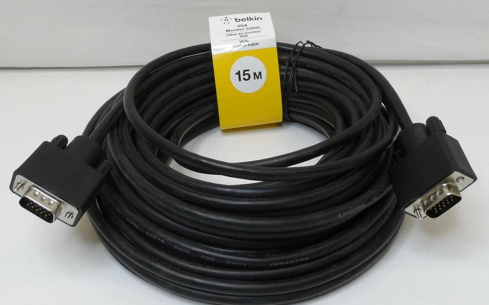 15m VGA Monitor Kabel Anschluss PC Bildschirm Kabel Schwarz - Bild 1 von 3