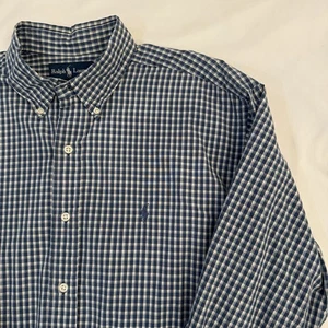 RALPH LAUREN Herren blau/hellbraun kariert Blake Button Down Langarm Hemd Größe LG - Bild 1 von 12