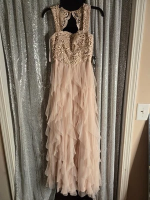 Vestido formal júnior blush cor tamanho 3 com renda e babados  - Imagem 1 de 4