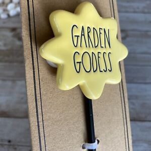 Rae Dunn â€œGarden Godessâ€� Yellow Sun Garden Sign Stake Marker Planter 9â€� Tall :)