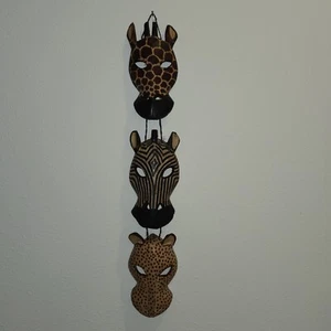 African Themed Wall Decor Wood Animals 3 Hanging - Picture 1 of 1
