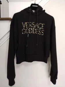 Auténtica Sudadera con Capucha Versace Goddess Recortada Tachonada Talla 42 - Imagen 1 de 3