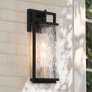 LNC Wall Lantern Sconce 1Light Decorative Outdoor Modern Glass Shade Gold Black - Picture 1 of 12