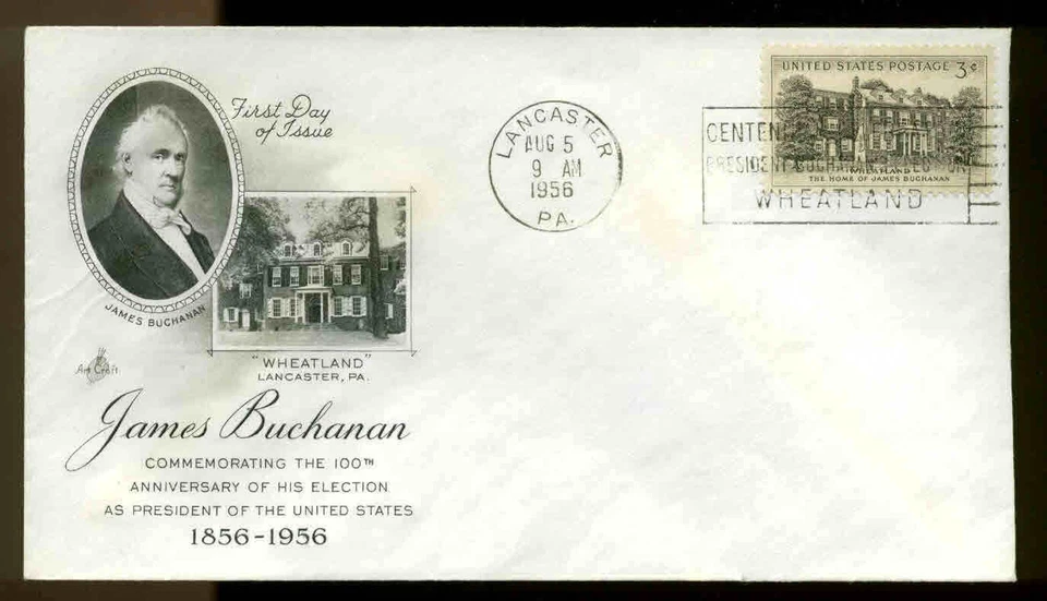 1081 WHEATLAND FDC LANCASTER, PA UNOFFICIAL SLOGAN CANCEL ARTCRAFT  UNADDRESSED - Image 1 of 1