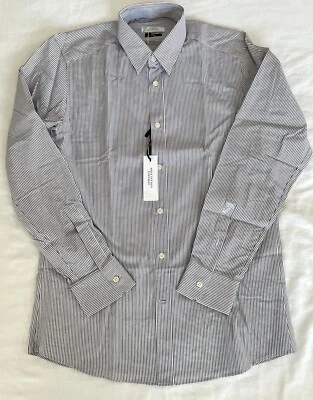 Camisa de vestir manga larga VERSACE COLLECTION TREND GRIS BLANCO RAYAS VERTICALES 40 Foto 1 de 4