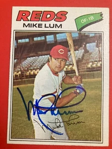 MIKE LUM 1977 Topps Signed Auto Cincinnati Reds Card #601 Tough! - Picture 1 of 3