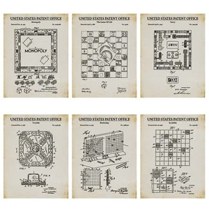 Juego de 6 impresiones artísticas patentes de juegos de mesa - Invenciones de juegos de mesa - Carteles de juegos - Imagen 1 de 4