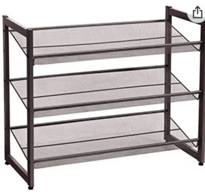 Songmics 3 Tier Stackable/Adjustable Metal Mesh Shoe Rack. Bronze. Brand New. - Picture 1 of 4