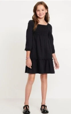 OLD NAVY long sleeve double weave fit and flare dress in black XL or 14-16 NWT - Image 1 of 4