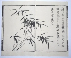 BAMBOO HAIKU POEM Japanese Woodblock Print TAKE iv Meiji Era Original - Bild 1 von 2