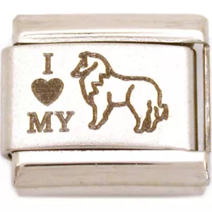 I Love My Collie Italian Charm Laser Dog Bracelet 9mm - Picture 1 of 1