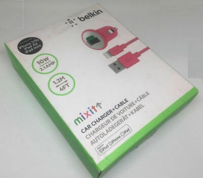 Belkin car Charger USB Cable IPhone 11 12 13 pro max mini x xr xs Se 8 7 6 6s 5 - Image 1 of 3