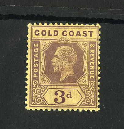 M11451 Gold Coast/Ghana 1921 SG77e - 3d púrpura/amarillo pálido Die II Foto 1 de 1