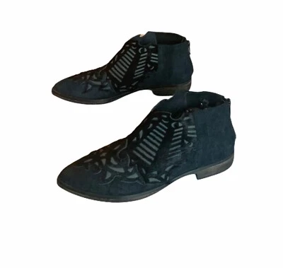 Free People Ankle Booties Zip EU 37 US 7 Black Leather/Suede/Pony Hair - Image 1 of 4