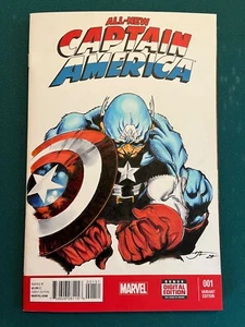 Comic Book Sketch Cover 1/1 - All-New Captain America #1 by Tim Levandoski - Picture 1 of 2