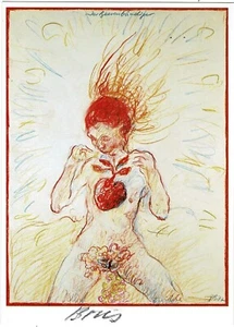 Cartolina d'artista firmata Gunther Brus CoA Günther Brus - Foto 1 di 2