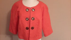 Women's Ivy Chic Orange 3/4 Sleeved Lined Jacket Sz M - Picture 1 of 9