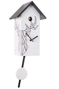 Eble -Kuckucksuhr modern weiß Hirsch Echtholz Quarz Uhrwerk 29cm- 28223 ... - Bild 1 von 1