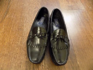 Mens sz 8.5 Dexter Black Leather USA Made Kiltie Bow Loafers Shoes Classic EUC - Picture 1 of 7